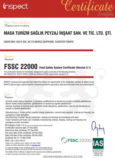 FSSC 22000 Gıda Güvenliği Sistem Sertifikası