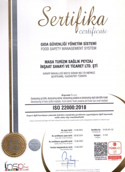 ISO 22000:2018 Gıda Güvenliği Yönetim Sistemi