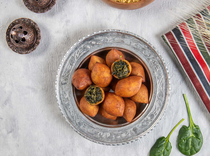 Mini Kibbeh with Spinach